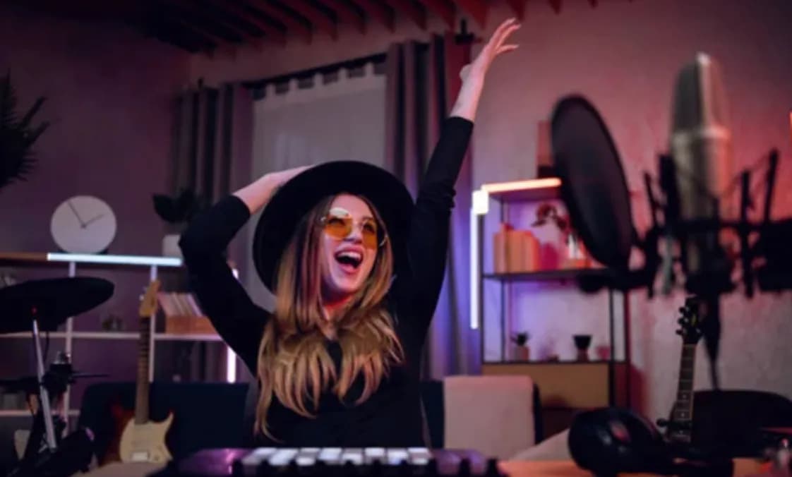 A Marketer using an AI Rap Generator to Create Rap Jingles