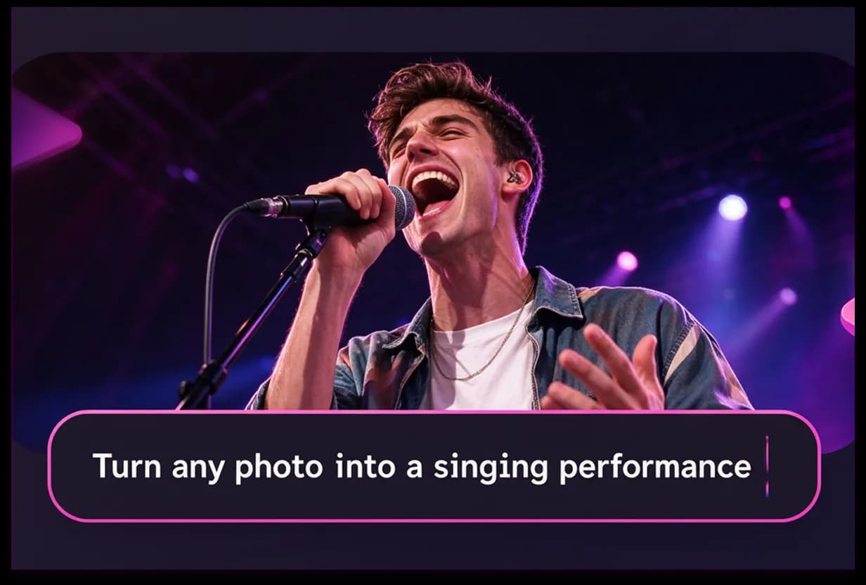 Free lipsync AI maker creating an AI music video from a photo