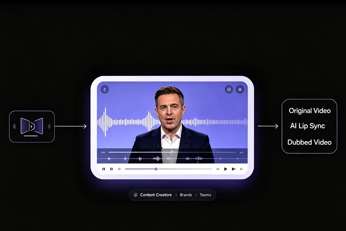 AI lip sync generator dubbing a video with natural synced mouth movement