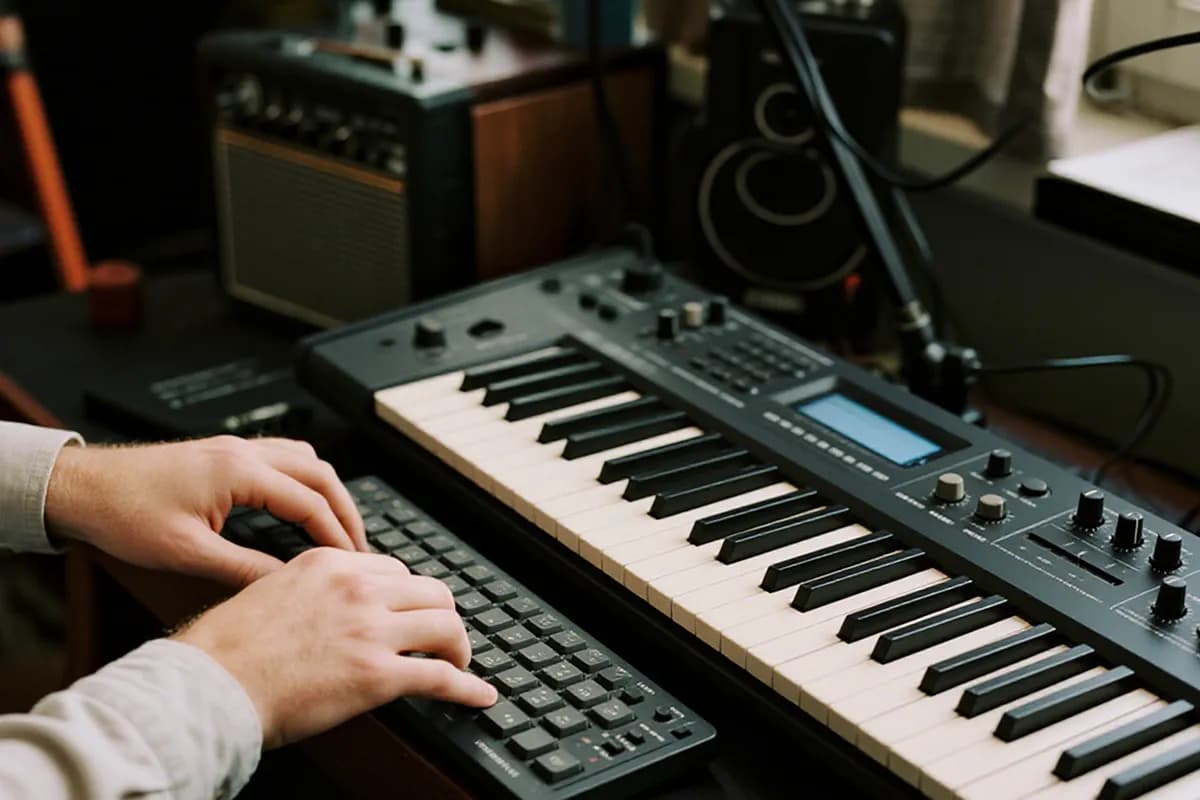 Independent artist creating music online using AI sample generator