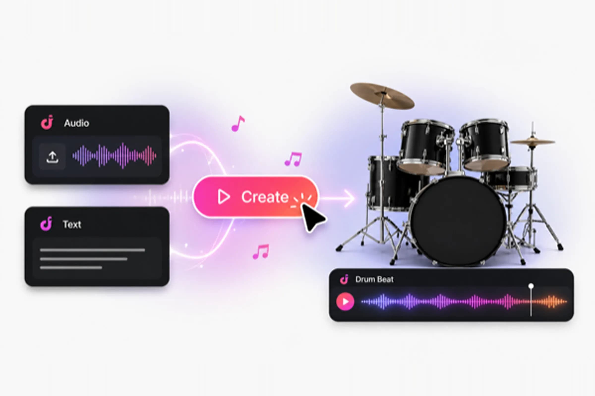 AI drums generator from audio or text