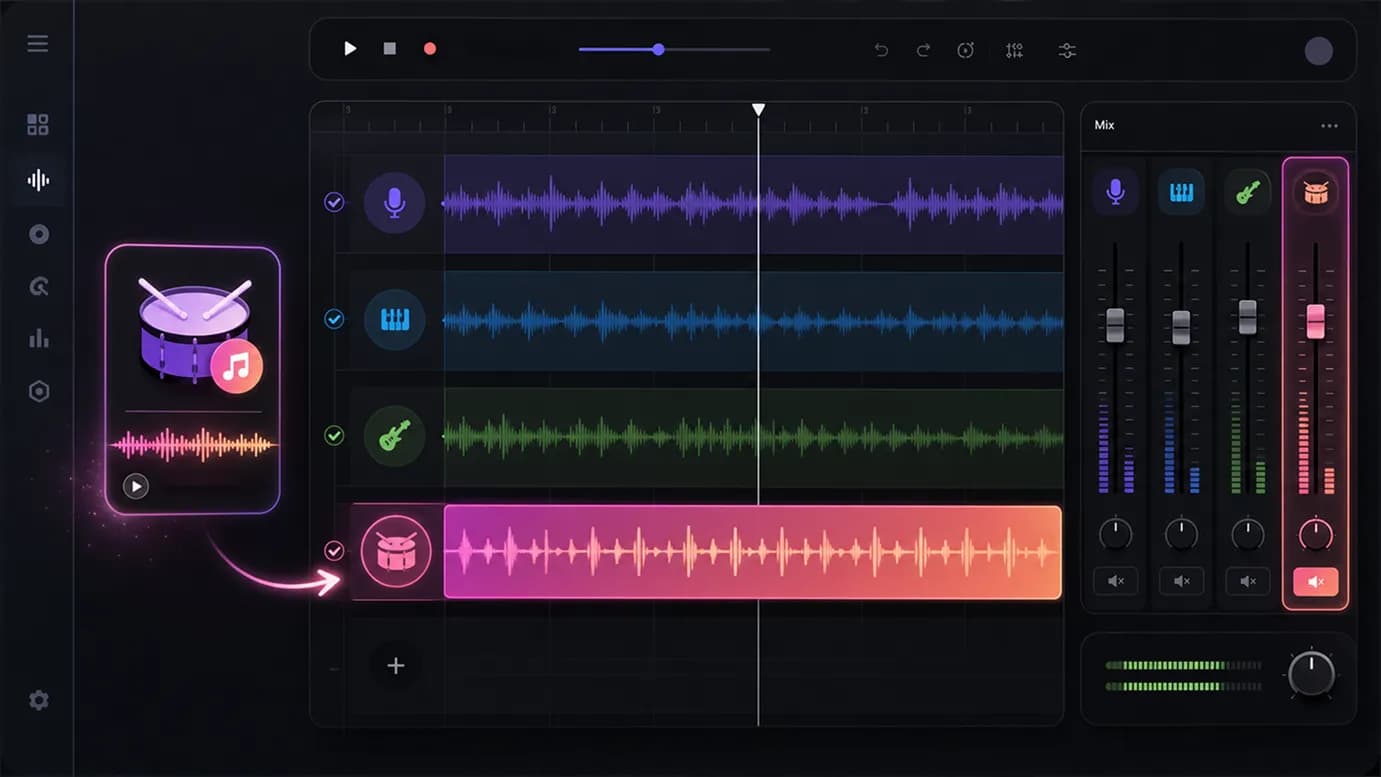 AI drum remix into tracks