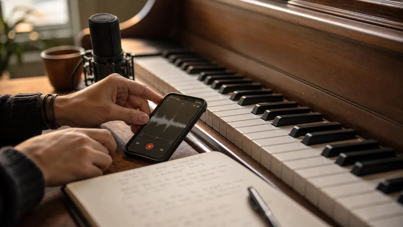 A user creating piano arrangement from audio AI free