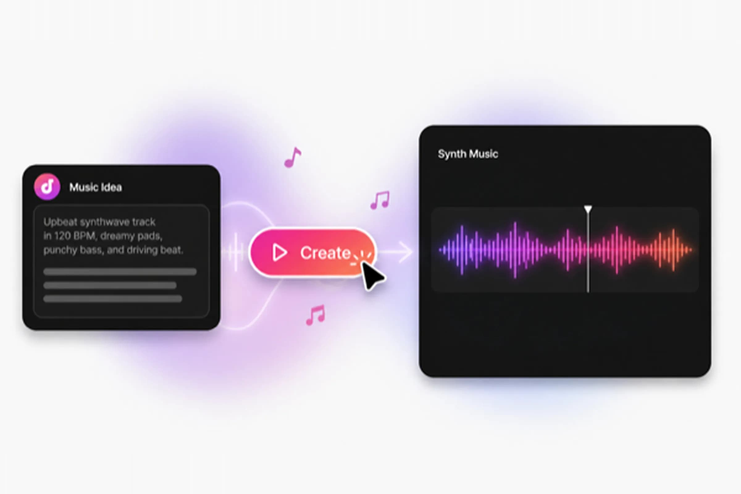 AI synth generator turning a text prompt into electronic instrumental music fast