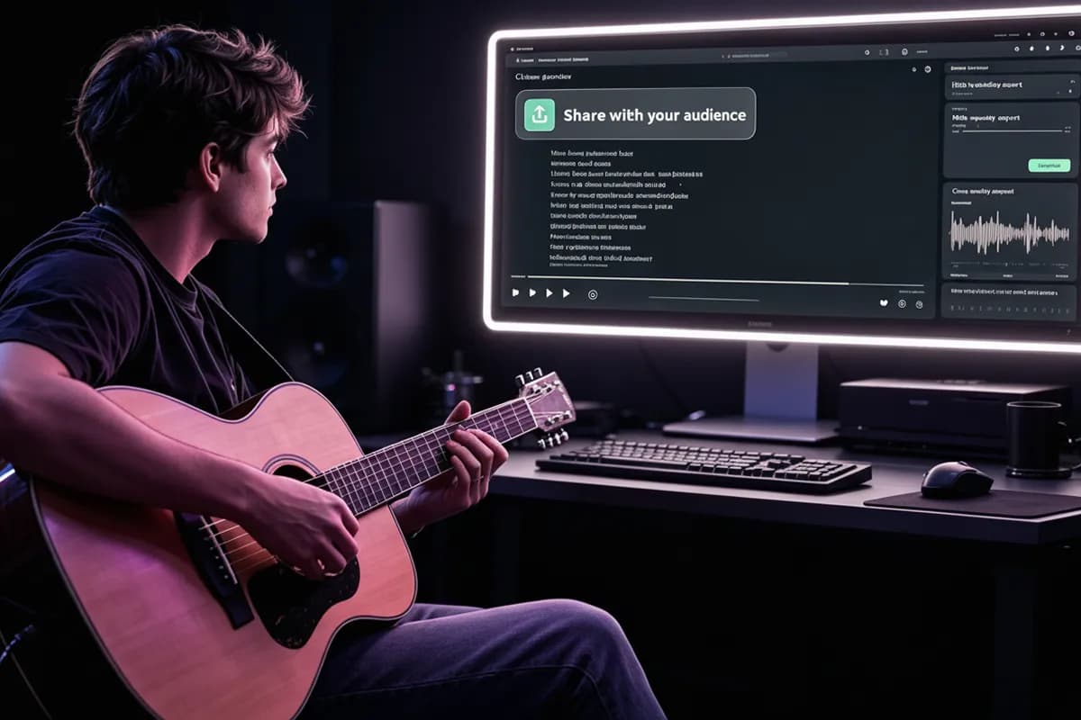 Watermark-free lyric video maker exporting a polished music video