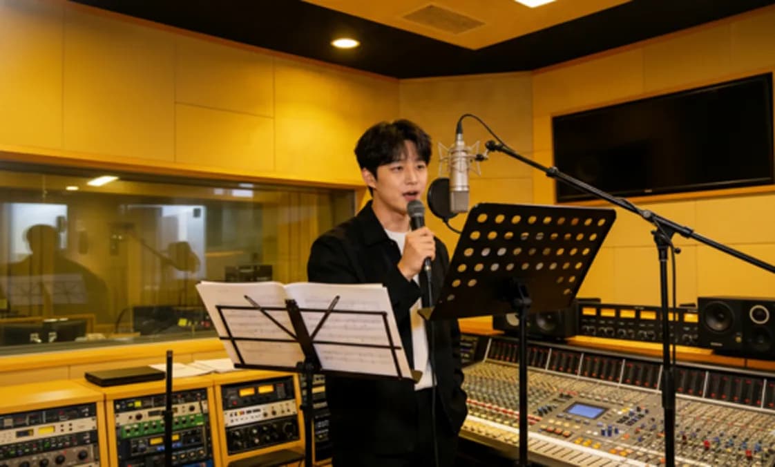 An artist singing the AI-generated kpop song