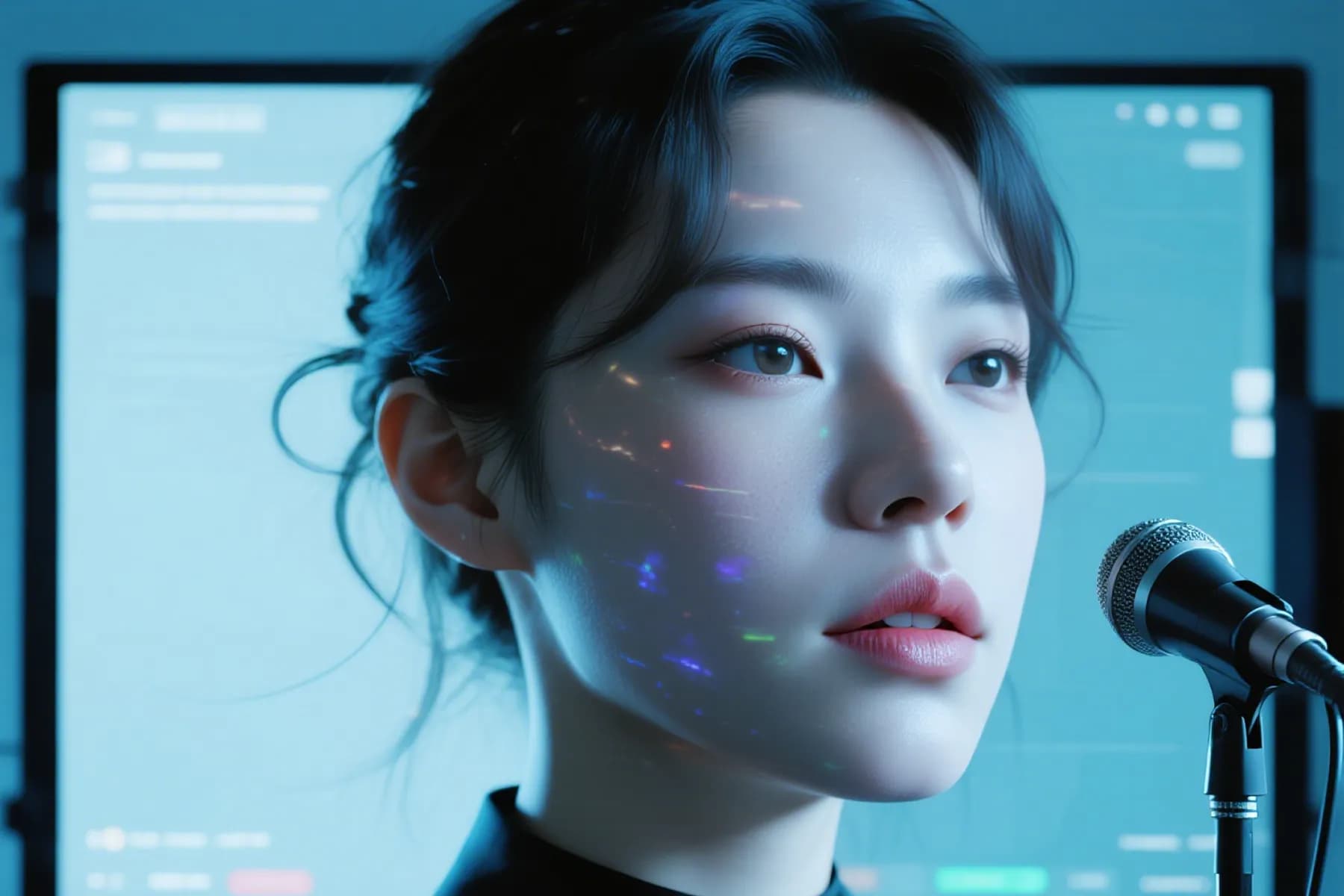 Expressive singing photo with animated facial movement and AI lip sync