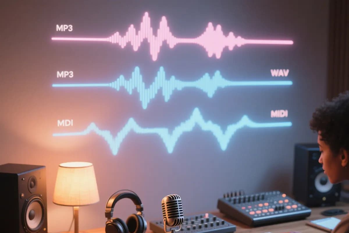AI podcast intro music generator supports MP3 WAV and MIDI formats